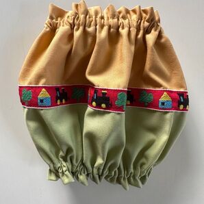 犬用スヌード★刺繍リボン(汽車ぽっぽ)バイカラー Sサイズ ハンドメイド