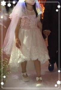 110cm ドレス レース ピンク オーダー パーティー 結婚式 ワンピース キッズ 女の子
