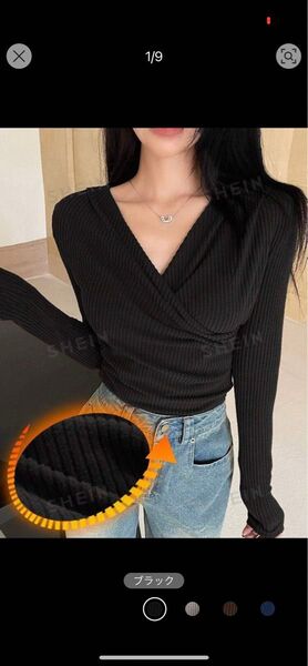 DAZY 女性用 カジュアル 無地 暖かい サーマル裏地クロスオーバーTシャツ、秋