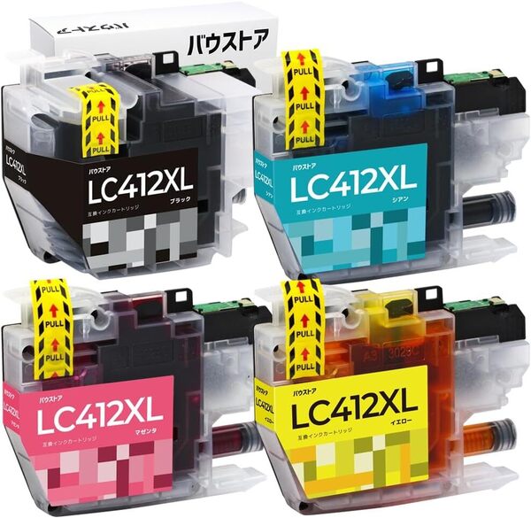 641 Brother LC412XL-4PK 染料 互換インクカートリッジ 4色セット ロット番号「N23」 対応機種:MFC-J7300CDW / MFC-J7100CDW
