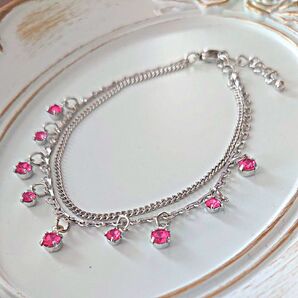 【美品】ブレスレット 2連 シルバー レディース