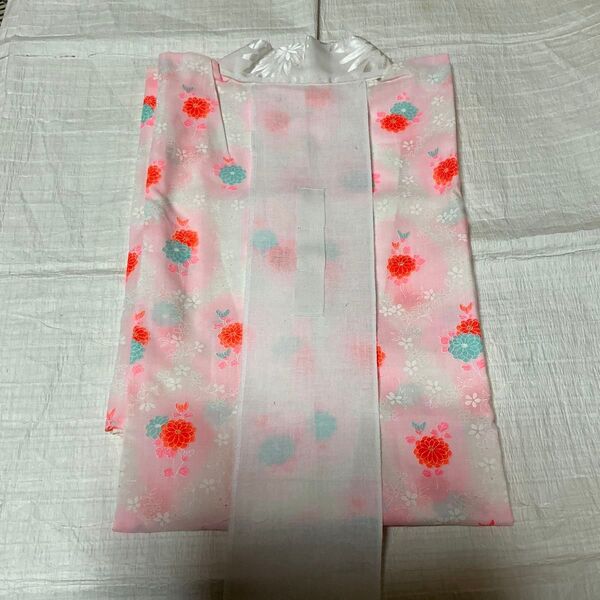 ロマンチック ウール長襦袢 花柄 半衿付き 身長160cmぐらいの方に 衣紋抜き付き