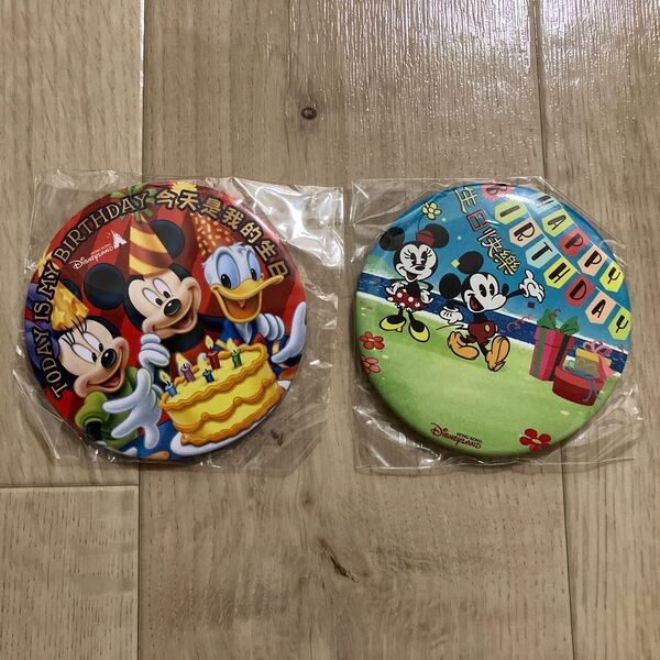 香港ディズニー 香港ディズニーランド 誕生日 記念 非売品 缶バッジ ミッキー ミニー
