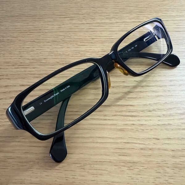 美品★Ermenegildo Zegna★エルメネジルドゼニア★メガネ★イタリア製★ブラックフレーム★黒縁★ケース デモレンズ他付