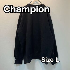 champion チャンピオン スウェット トレーナー L ブラック 黒 USA cotton U.S.A リバースウィーブ