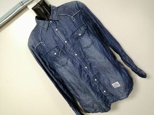 kkyj3445 ■ STOOGE＆CO ■ シャツ トップス デニム風 長袖 紺 ネイビー L