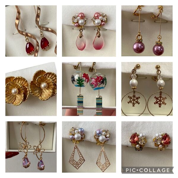 イヤリング ハンドメイド アクセサリー ゴールドカラー カラフルビーズ