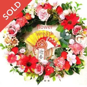 フラワーリース いちごのリース 造花 リース