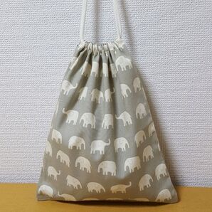 30×25㌢ グレーぞうさんの巾着袋 S