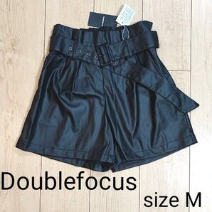 合皮キュロットパンツ ブラック ダブルフォーカス Mサイズ