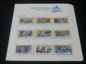 20　S　ディズニー切手10-8　1985年　カイコス・タークスカイコス　パイレーツオブカリビアン・他　各完揃　計17種＋小型3種　未使用NH