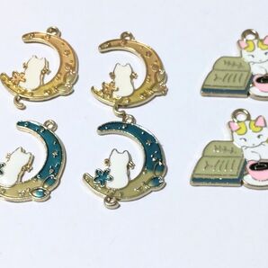 ハンドメイド・チャームパーツ♪ねこ6個セット☆