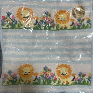 バーニーズニューヨークフェイラーコラボハンカチ/シェニール織ライオン水色ボーダー