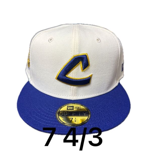 【新品】NEW ERA 59FIFTY 7 8/7 オフホワイト ブルー グレー CLEVELAND INDIANS