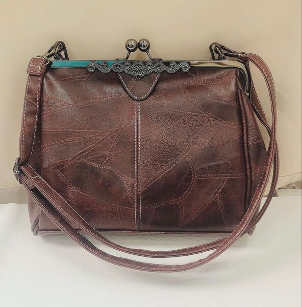 がま口 ショルダーバッグ ブラウン 新品