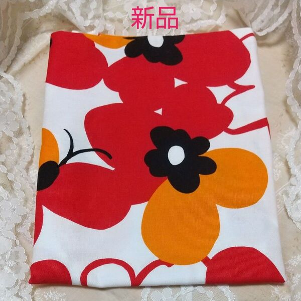 ■フラワーレッド柄ピロケース 35cm×50cm 綿100% しっかりした生地!