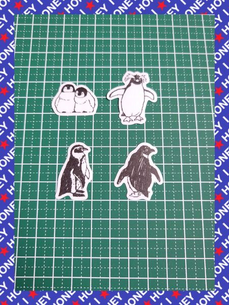 【ステッカー】ペンギン 4枚セット ポイント消化 300円 最安値 シール