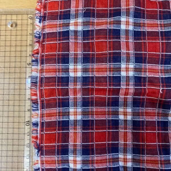 ダブルガーゼ生地 生地幅×75cm 赤色 チェック柄