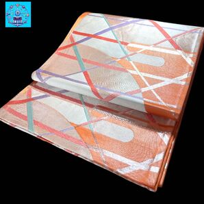 【美品】 六通柄袋帯 幾何学模様 銀糸 振袖 黒留袖 色留袖 訪問着 礼装