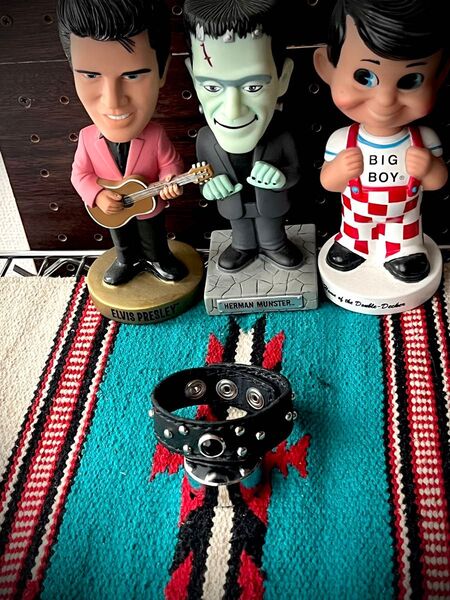 レザーとスタッズのブレスレット ブラック 男女兼用 ハンドメイド