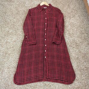 フォグリネンワーク チェック ワンピース シャツ リネン