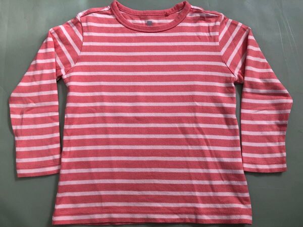 ボーダーTシャツ 長袖 110㎝ サーモンピンク