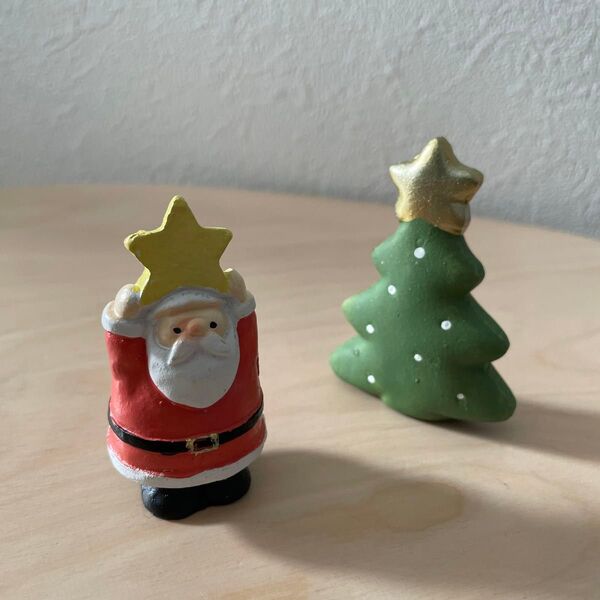 ナチュラルキッチン クリスマス 星のせサンタ ツリー オブジェ 置物