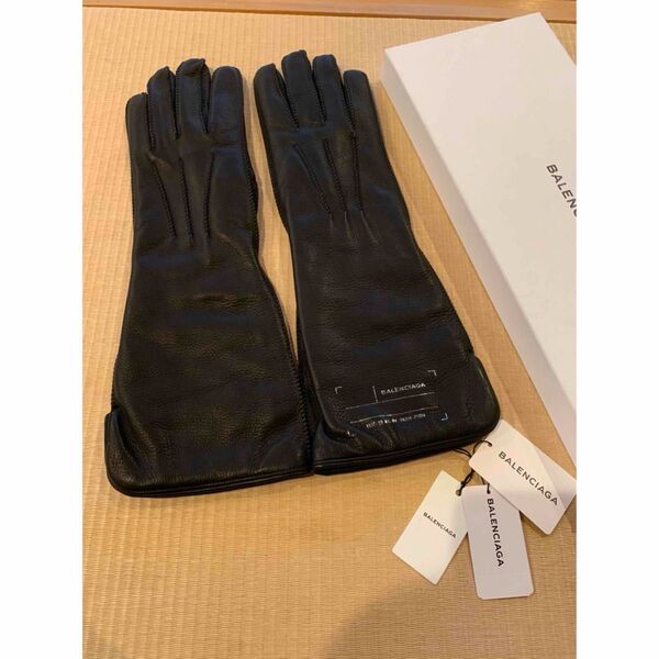 バレンシアガ レザー ロング手袋 ロンググローブ 手袋 鹿革 カシミア 防寒