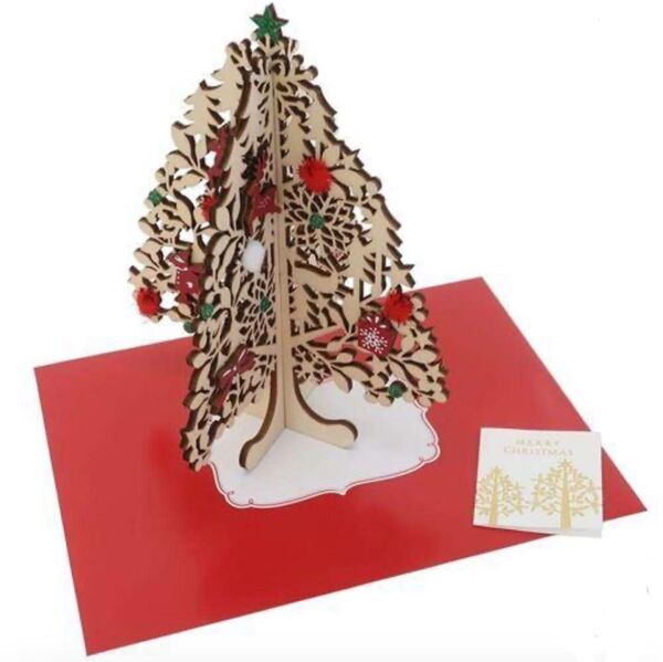 ウッドツリーカード クリスマスカードWoodCardseries ナチュラルツリー封筒付きグリーティングカード Xmasクリスマス
