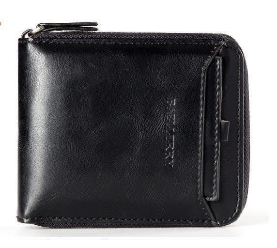 ラウンドファスナー財布、ウォレット メンズ財布 大人気 財布 ショット財布、 、定期入れ付き *新品*当日発送(ブラック色)