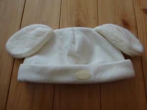 ★　フーセンウサギの白い耳付き帽子44～48cm(ベビー)　★USED