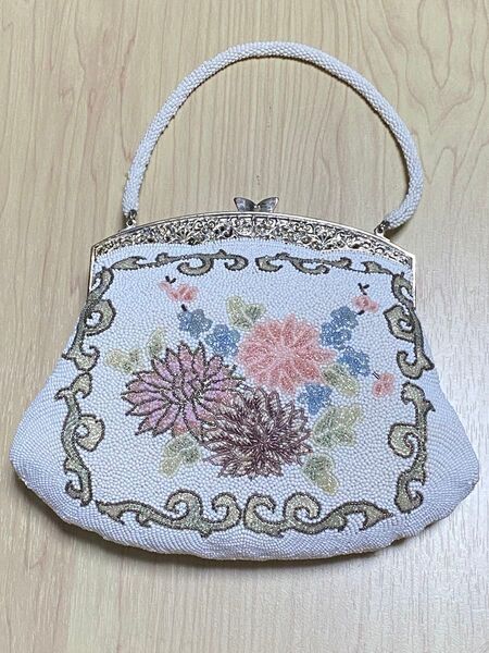 総ビーズバッグ 和装バッグ 花柄 昭和レトロ