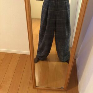 ハッシュアッシュ チェックワイドパンツ