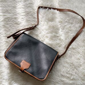 美品 Courrges クレージュ ショルダーバッグ レザー ブラック