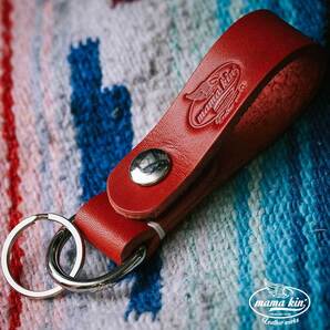 栃木レザー キーホルダー キーリング ベルトループ 牛革 サドルレザー ヌメ革 赤 レッド am001tg46rd