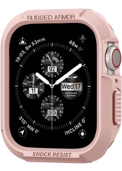 Apple Watch ケース 45mm | 44mm 落下 衝撃 吸収 タフネスデザイン 保護カバー (ローズ・ゴールド)