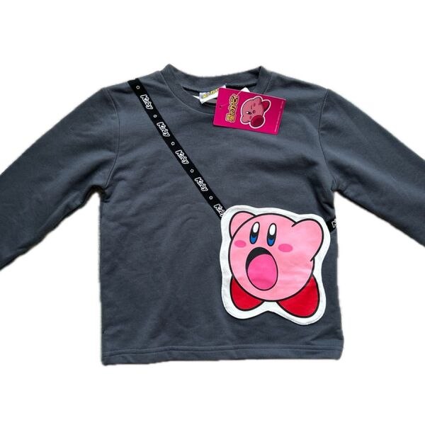 新品タグ付き星のカービィ 長袖Tシャツ サイズ100 チャコール 長袖Tシャツ ロンT キッズ Tシャツ カットソー