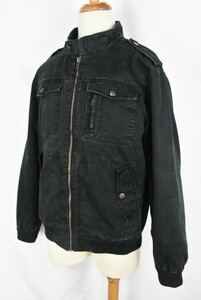 00'sUSA古着 OLD NAVY ブラックコットン 裏地ネル ブルゾン sizeL 黒 オールドネイビー ジャケット 風合い エイジング アメリカ アメカジ