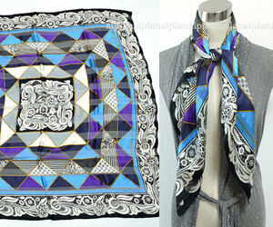 Valentino Garavani# beautiful goods with logo race pattern stripe weave silk large size scarf Valentino galava-ni