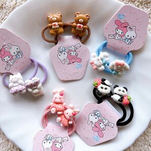 新品 キッズヘアゴム 10本セット 動物 うさぎ パンダ ねこ わんちゃん くま 可愛い