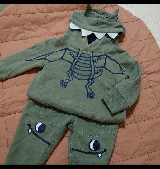 babyGAP★ドラゴンセットアップ パーカー&パンツ カーキ サイズ90