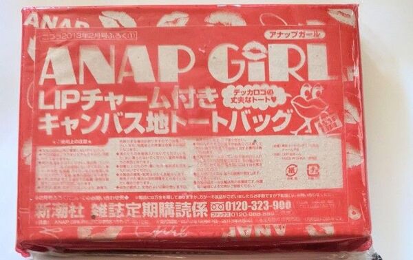 ニコラ 付録 ANAP GiRL LIPチャーム付き キャンバス地 トートバッグ