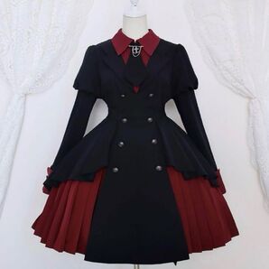 With U ワンピ Lolita Alice ミニ丈 プリーツ レイヤード 可愛い 甘め ゴスロリ系 病み可愛い JK 原宿系