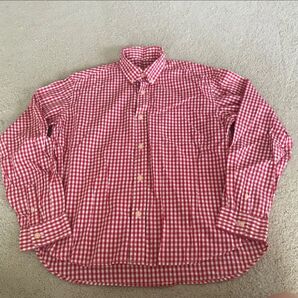 長袖シャツ チェック レッド