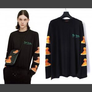 ポールスミス 50thアーカイブプリント ロングスリーブTシャツ スパゲッティ 黒 ロンT プリント トップス 長袖