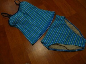  anonymity delivery beautiful goods multi border tankini bikini swimsuit blue 9M