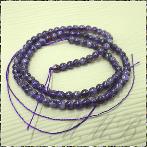 [DIY] Natural Purple Crystal Amethyst Round Beads ナチュラル 紫水晶 アメジスト ビーズ φ4x400mm