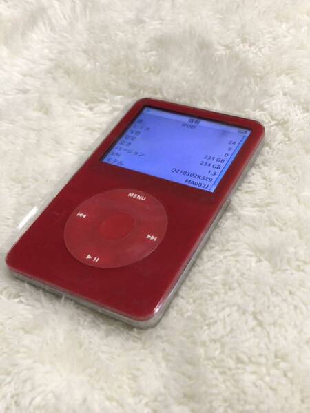 綺麗なApple iPod classic 第5世代 30GBから256GB 赤カラー カスタム