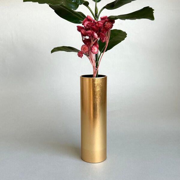 【美品】金箔 花瓶 フラワーベース 花器 花生け ゴールド 花 インテリア