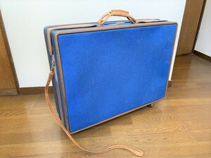  free shipping Hartmann valuable . Vintage blue suitcase Heart man suitcase Tweed Belting / tweed * bell ting